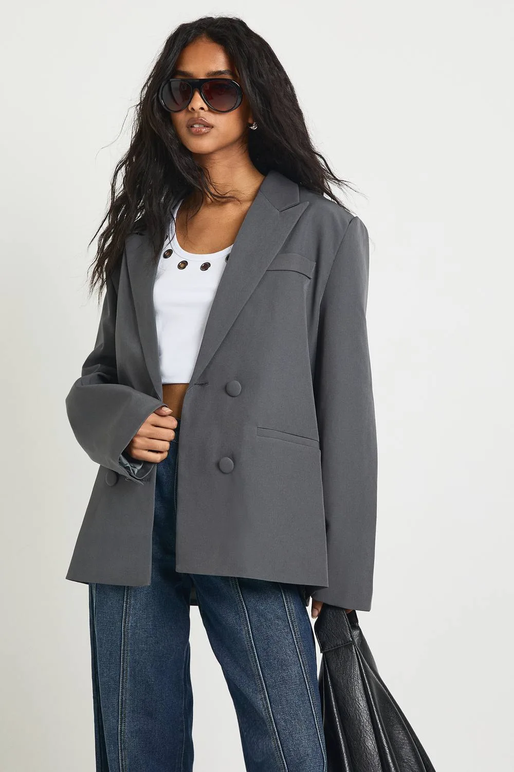 Double Breasted Relaxed Fit Tailored Blazer - Woven by boohoo