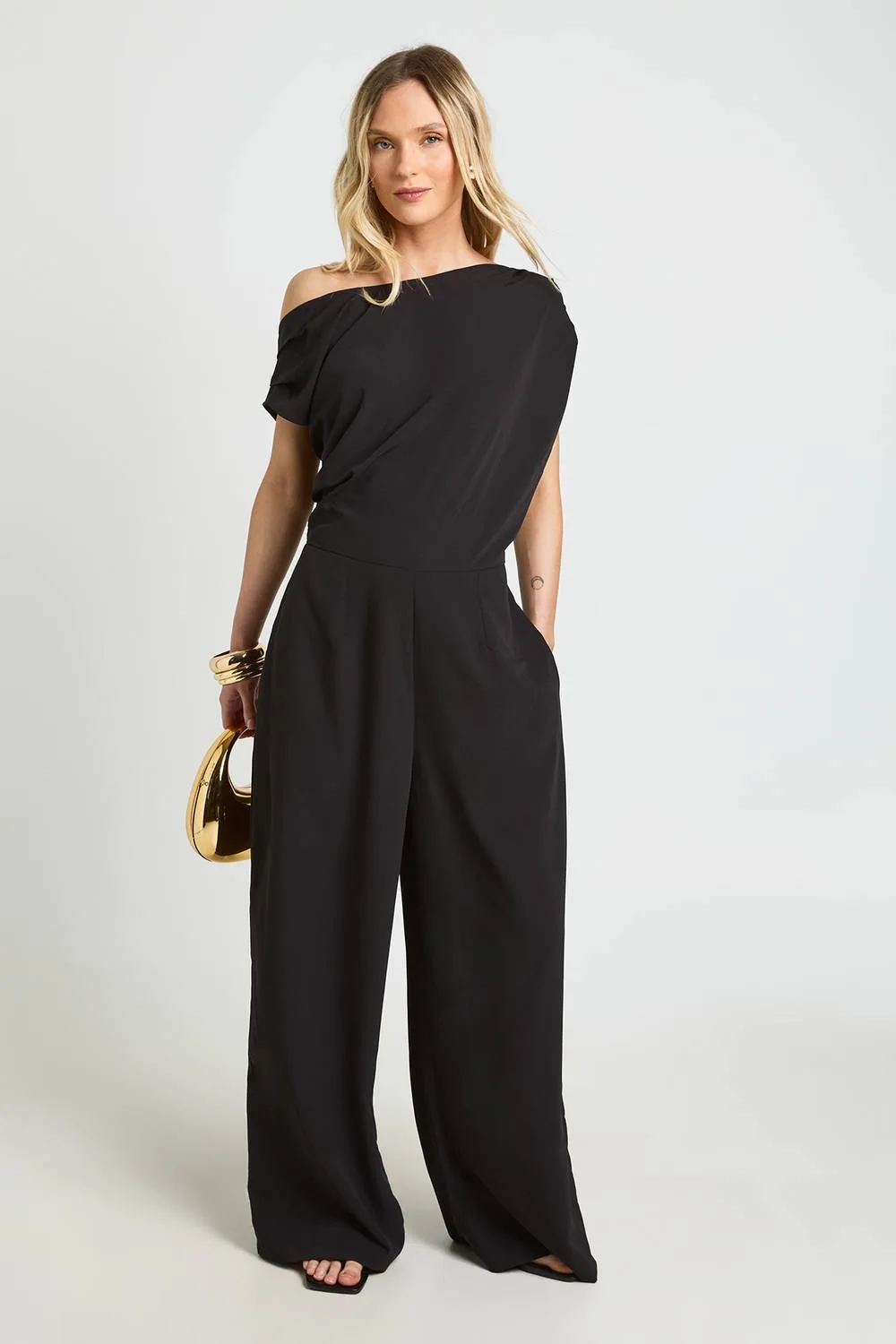 Asymmetric Wide Leg Jumpsuit - Woven by boohoo