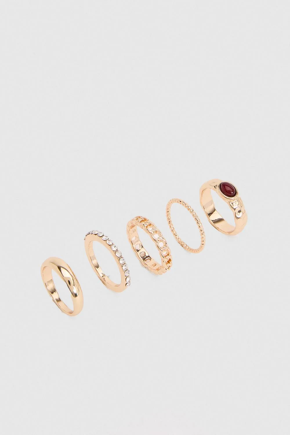 Diamante & Enamel Detail Rings 5 Pack by boohoo