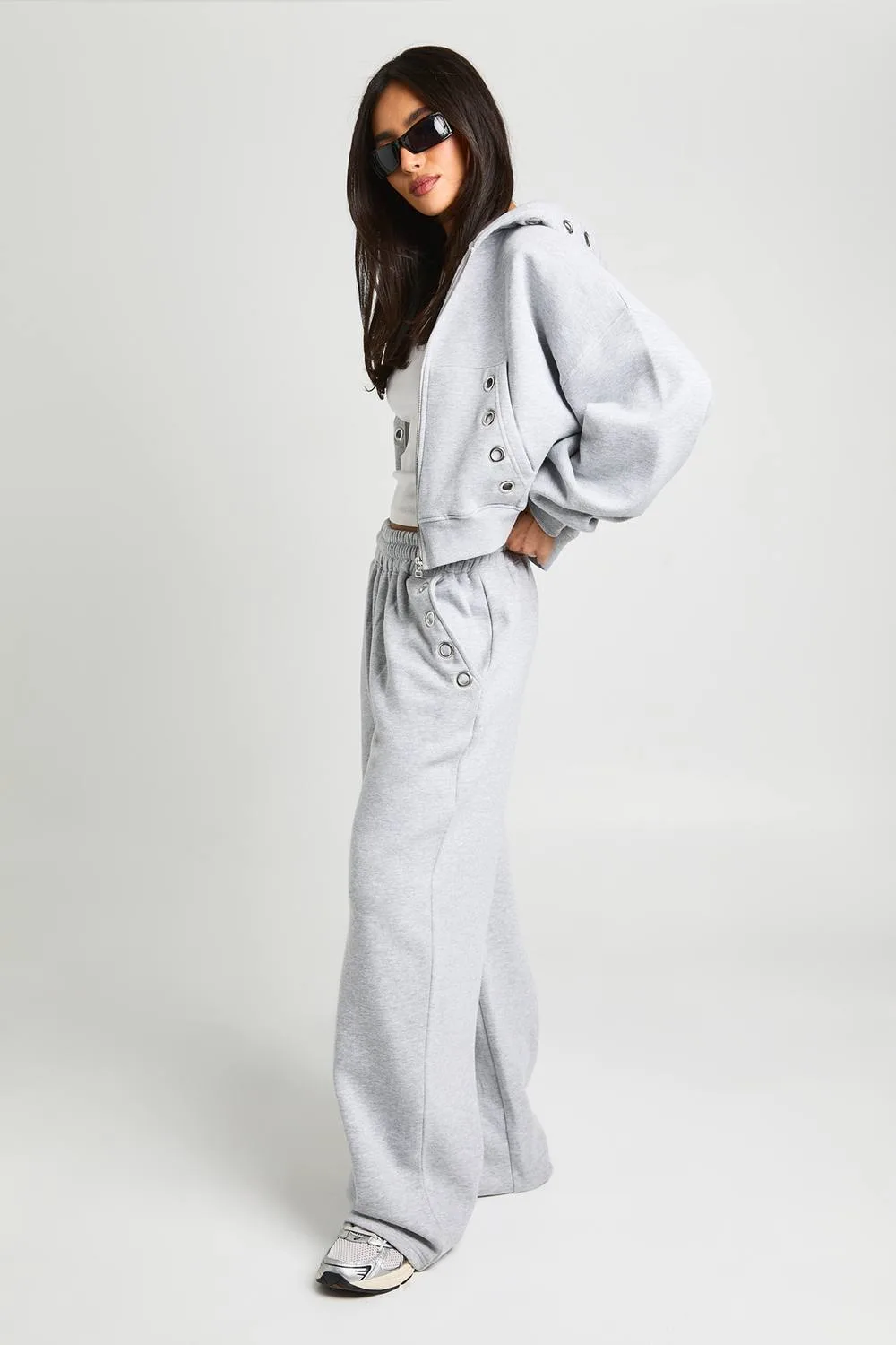 Eyelet Detail Straight Leg Jogger Pants - Polyurethane by boohoo