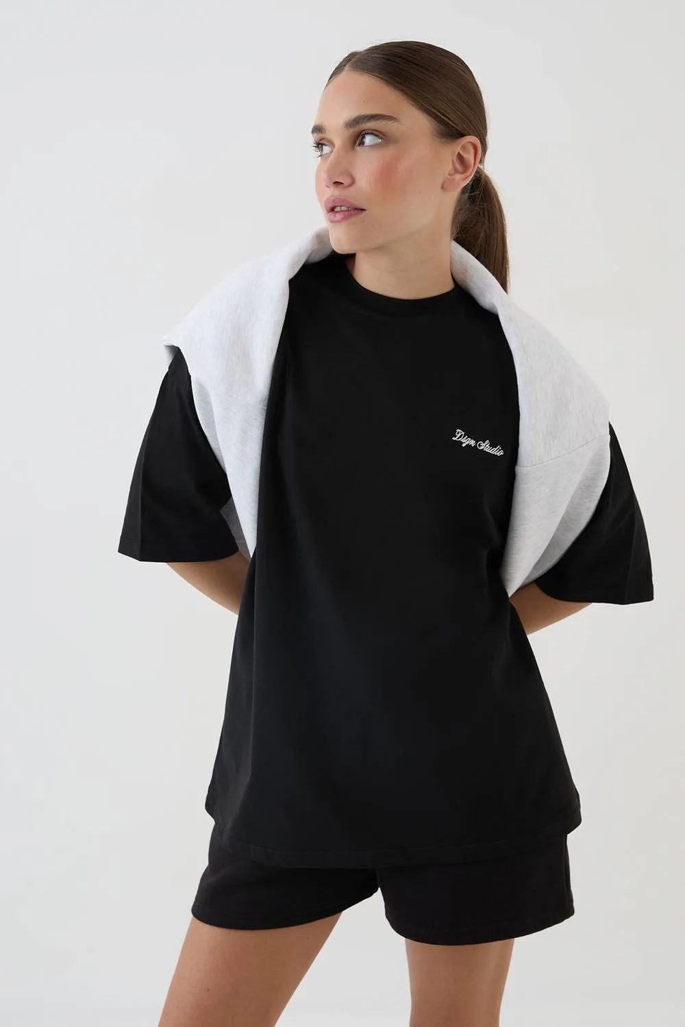 Script Embroidered Oversized T-Shirt - Cotton by DSGN Studio