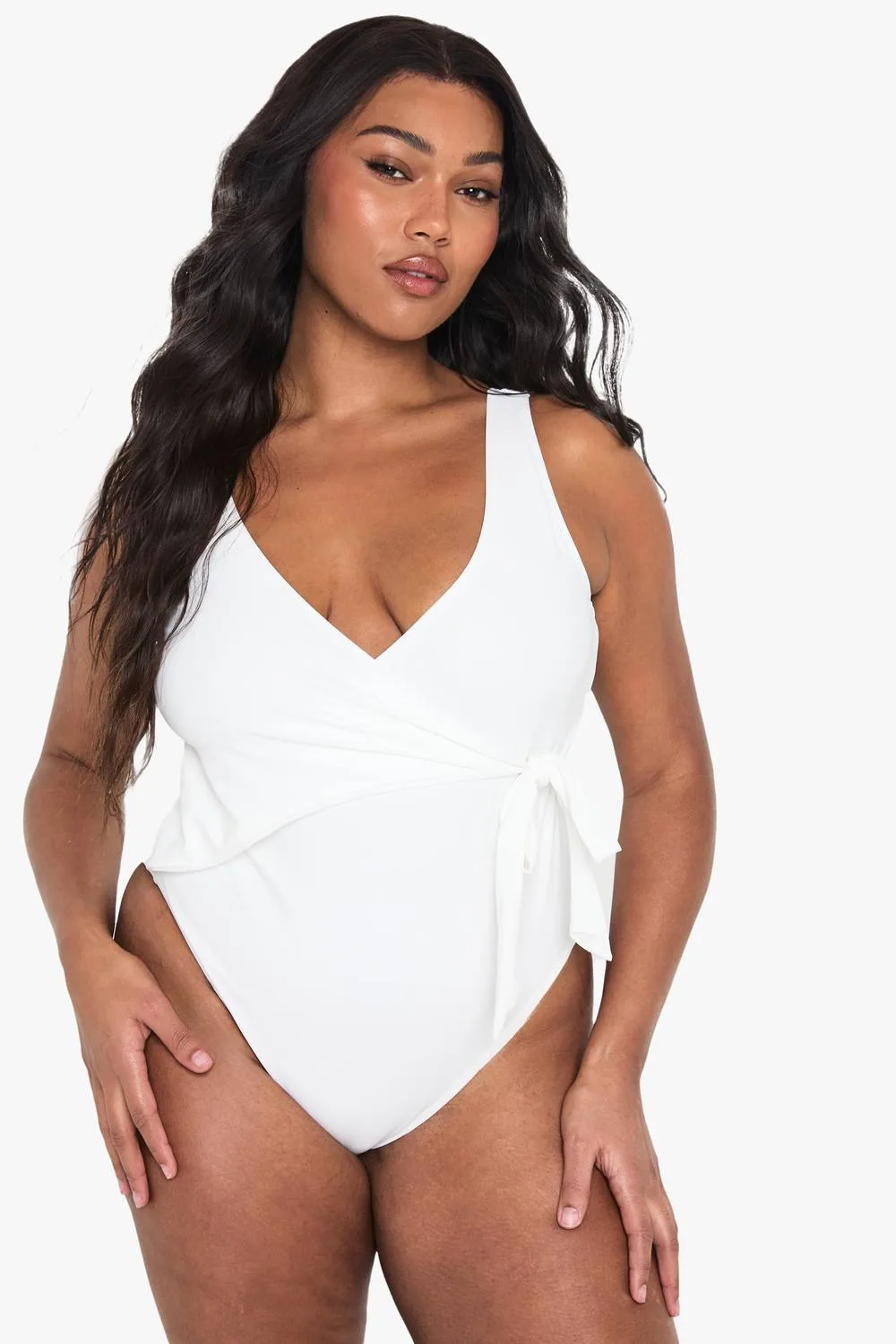 Swimwear Essentials Tummy Control Wrap Swimsuit - Knitted