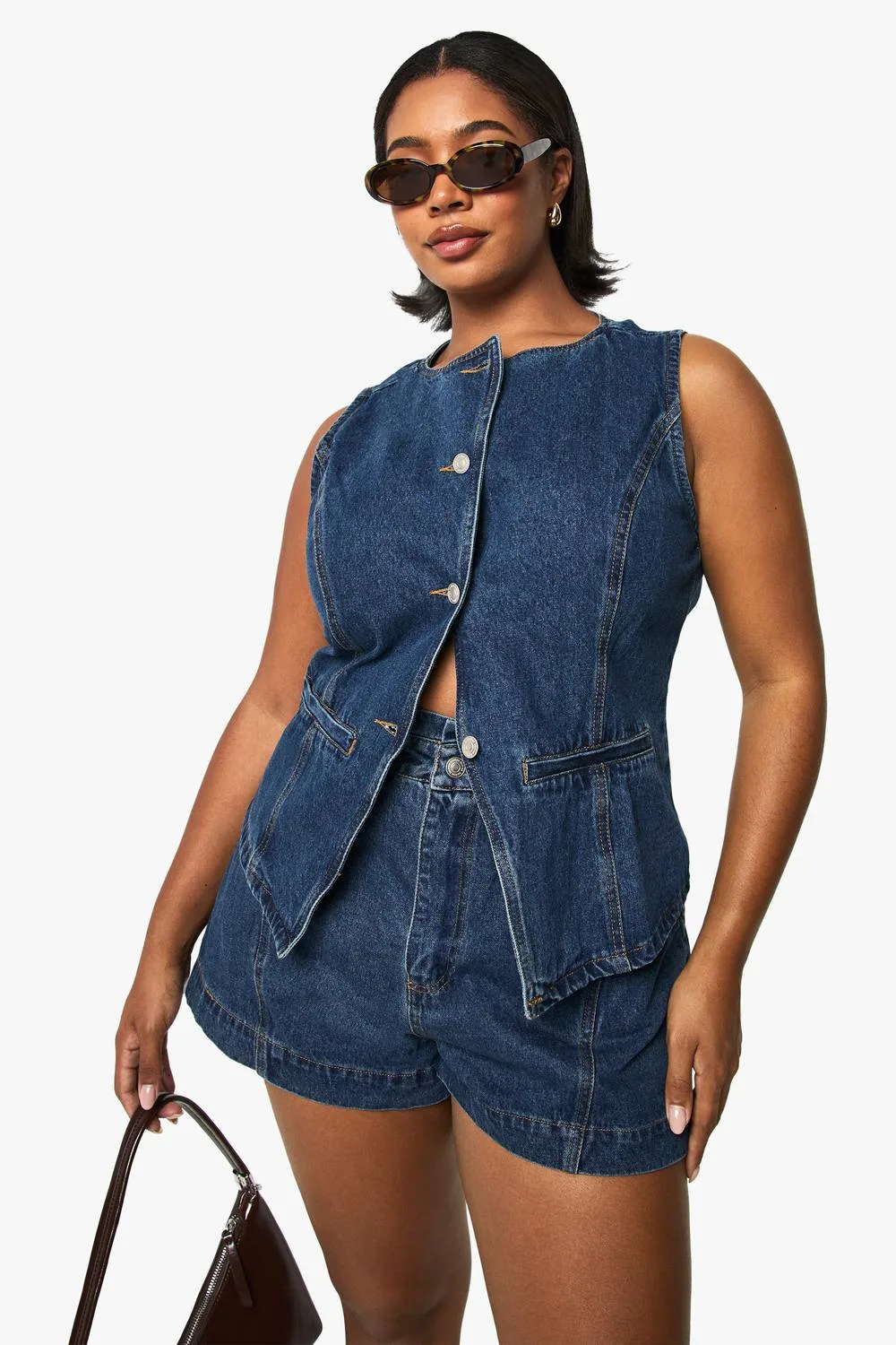 Denim Longline Waistcoat by boohoo