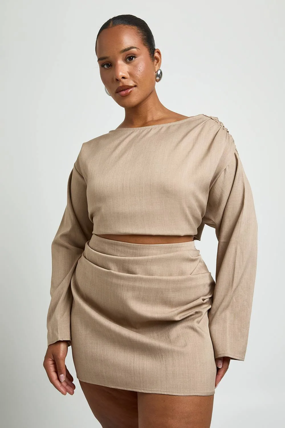 Crepe Mini Skirt - Polyurethane/Woven by boohoo