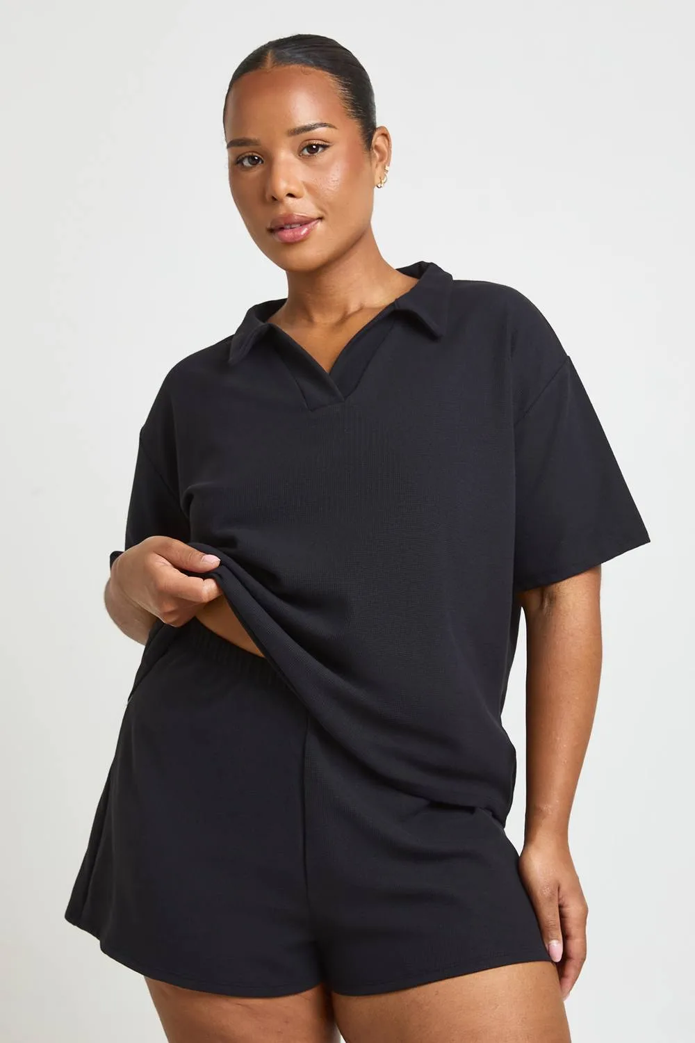 Waffle Short - Polyurethane by boohoo
