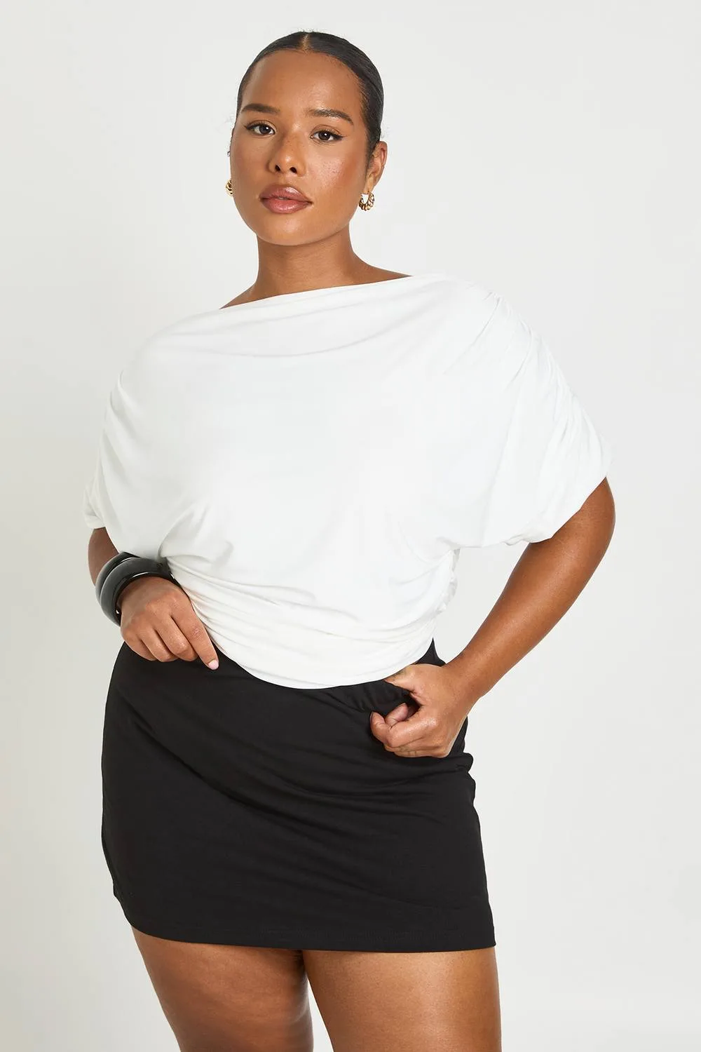 Plus Basic Jersey Skort - Cotton/Elastane/Polyurethane by boohoo