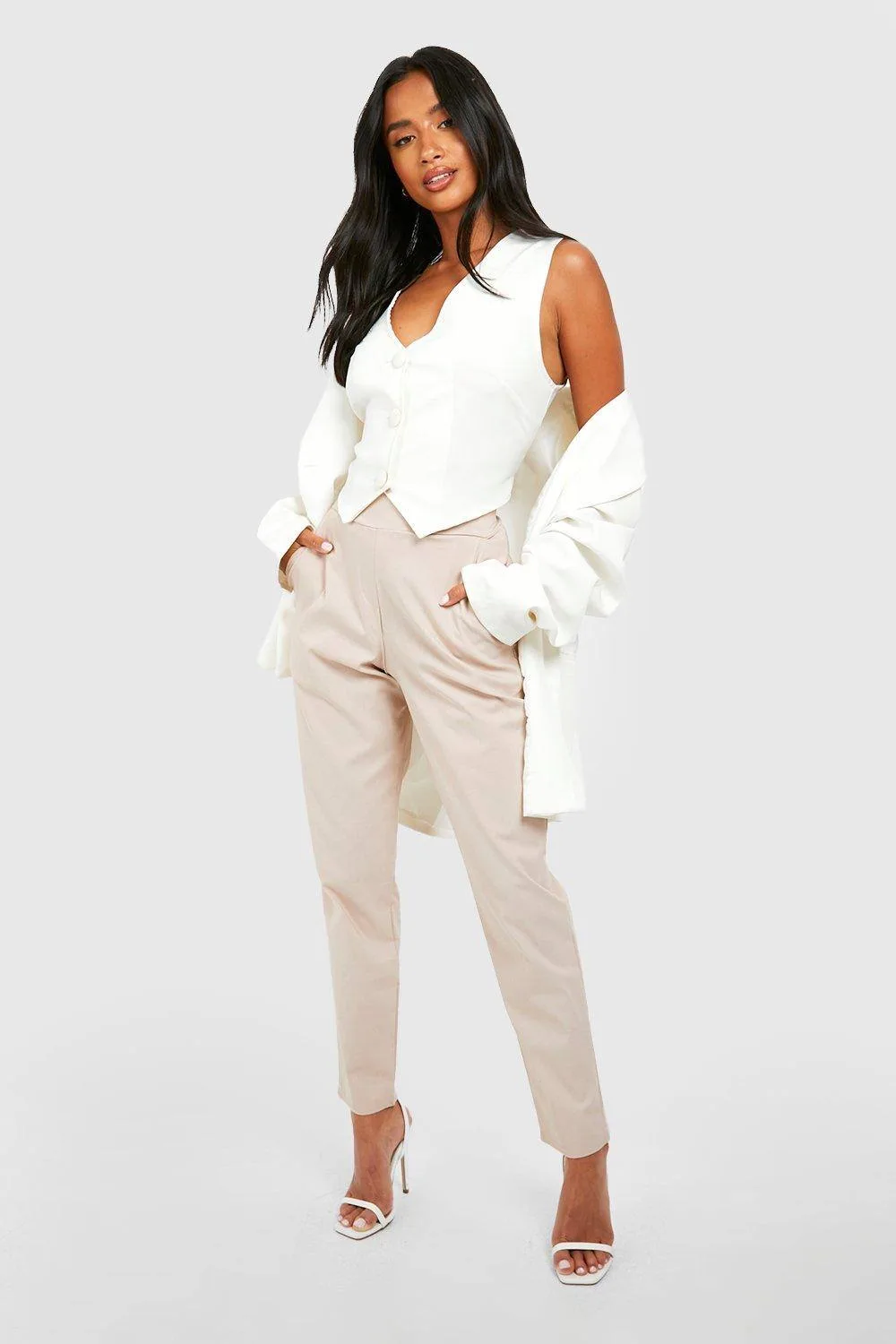 Super Stretch Tapered Tailored Trouser - Knitted by boohoo