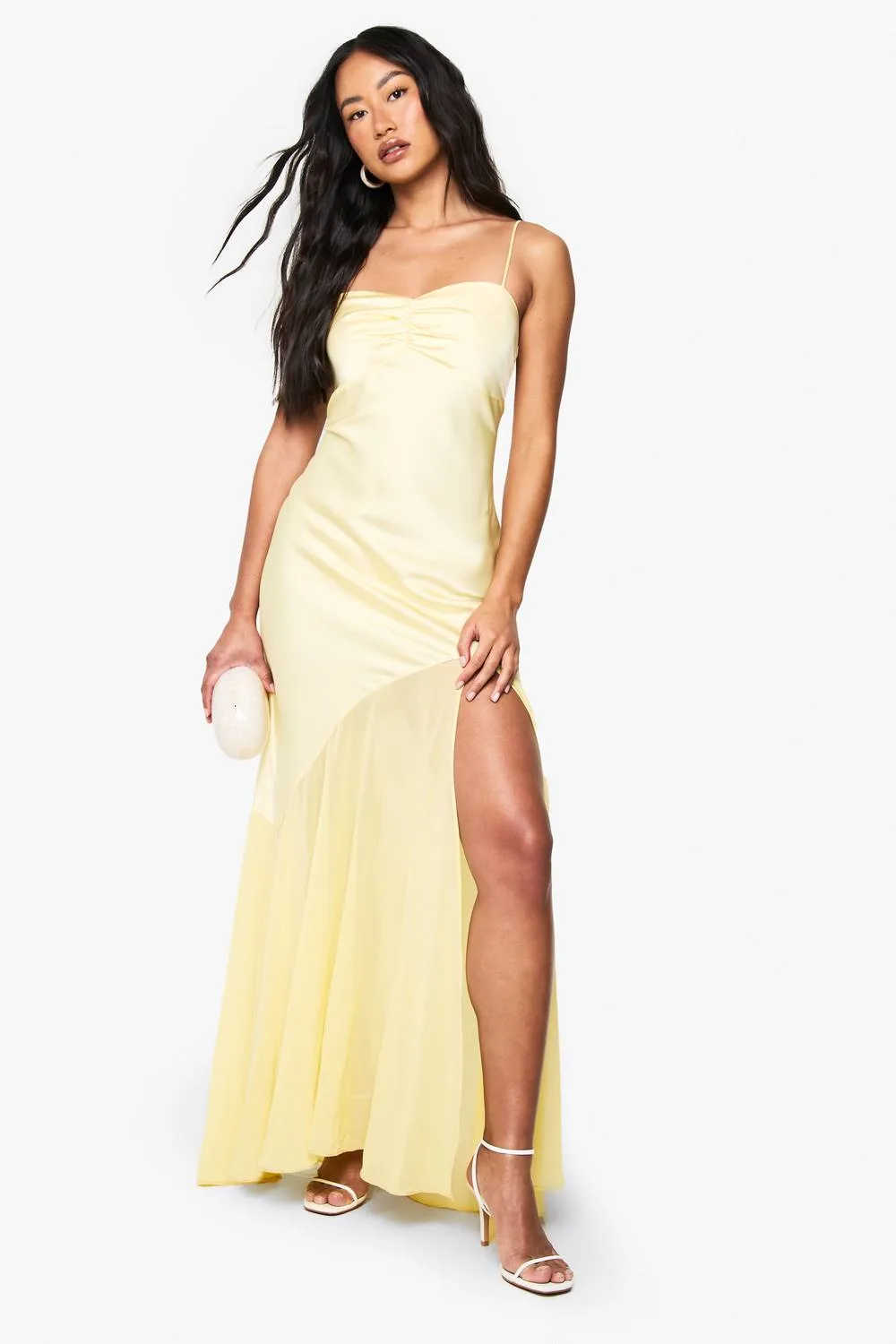 Satin & Chiffon Mix Maxi Dress - Chiffon/Satin by boohoo