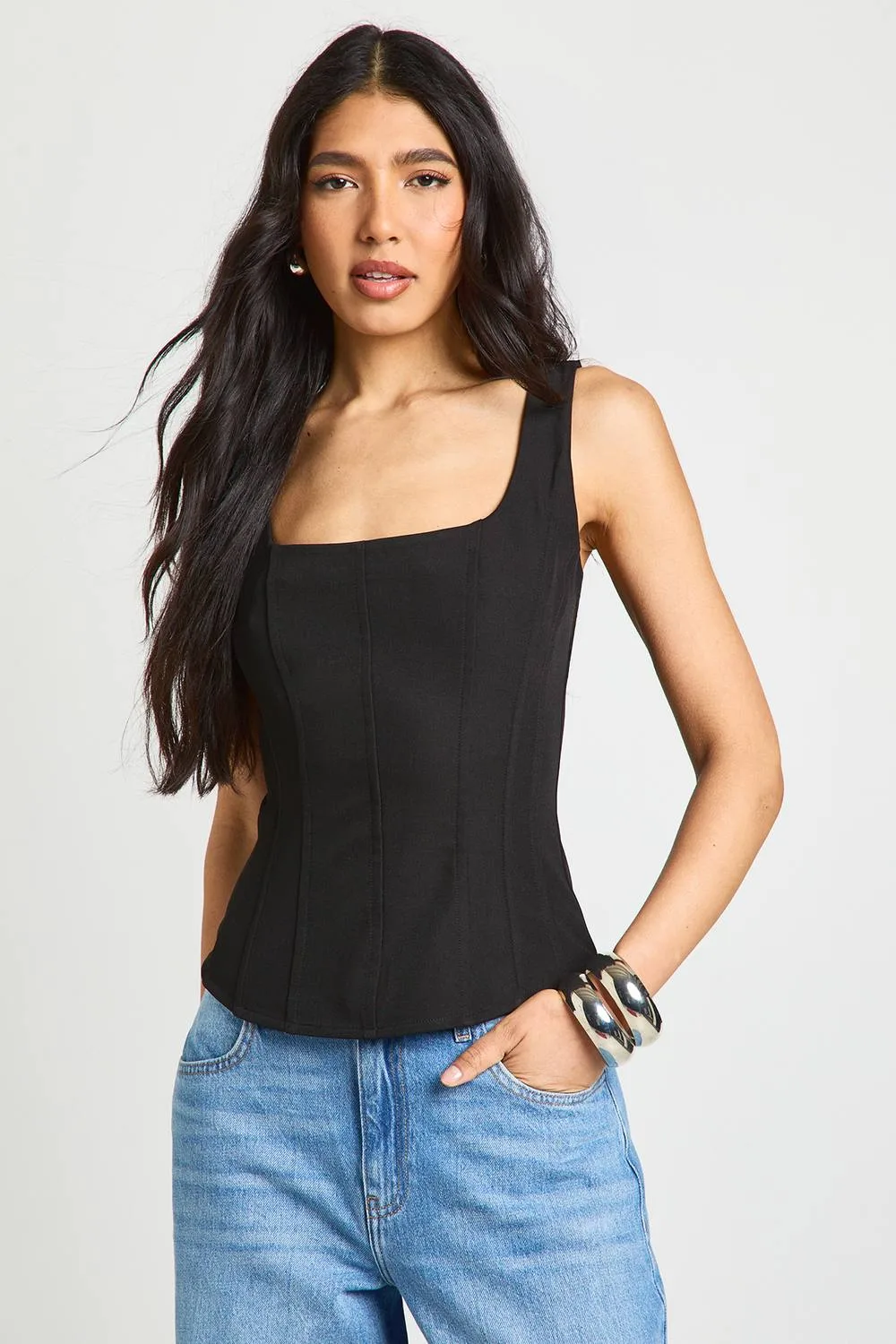 Tall Structured Crepe Corset Top - Woven