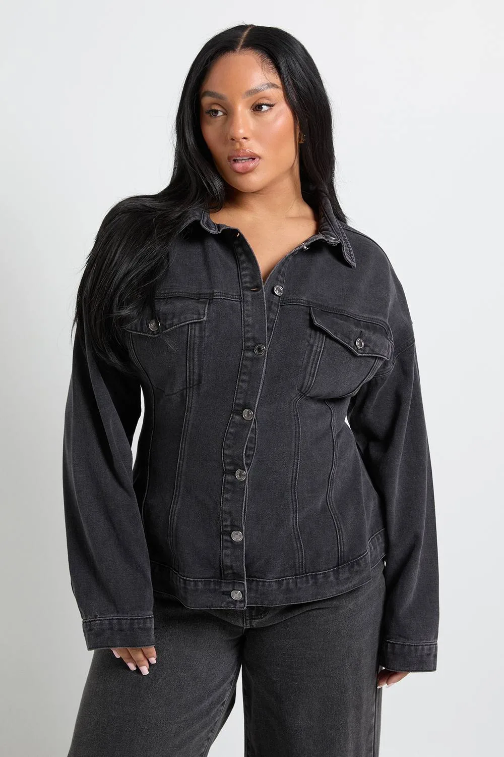 Cinched Waist Denim Jacket