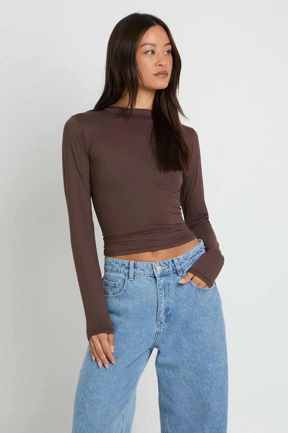 Tall Second Skin Crew Neck Long Sleeve Top - Knitted by boohoo