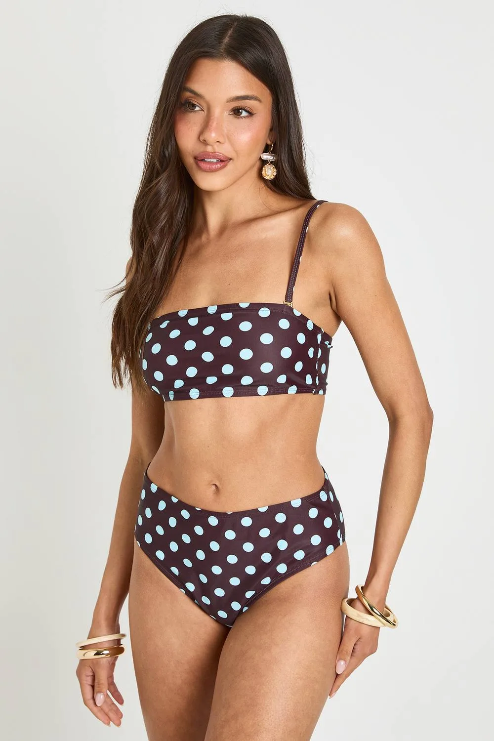 Polka Dot Essentials High Waist Bikini Bottom - Knitted by boohoo
