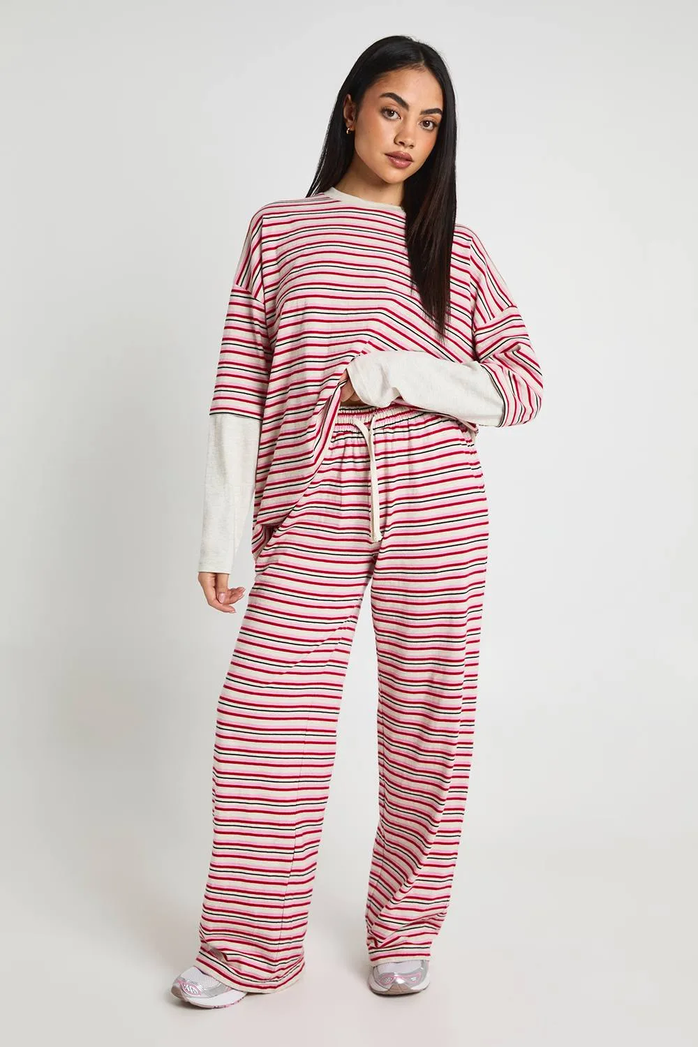 Stripe Straight Leg Trouser - Denim/Cotton by boohoo
