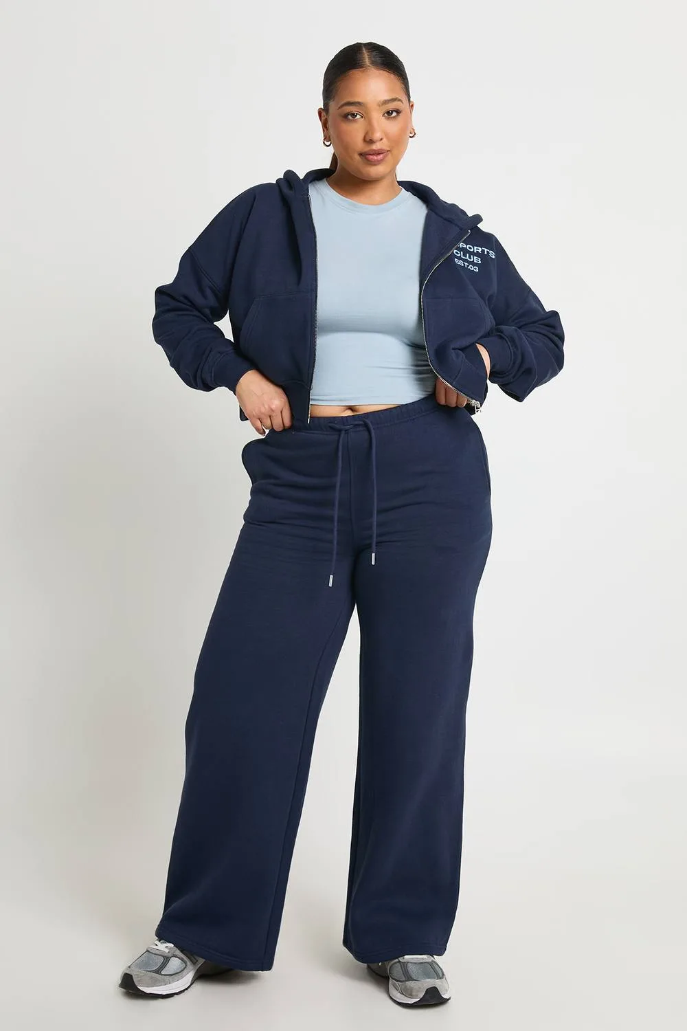 Wide Leg Jogger Pants - Cotton by boohoo