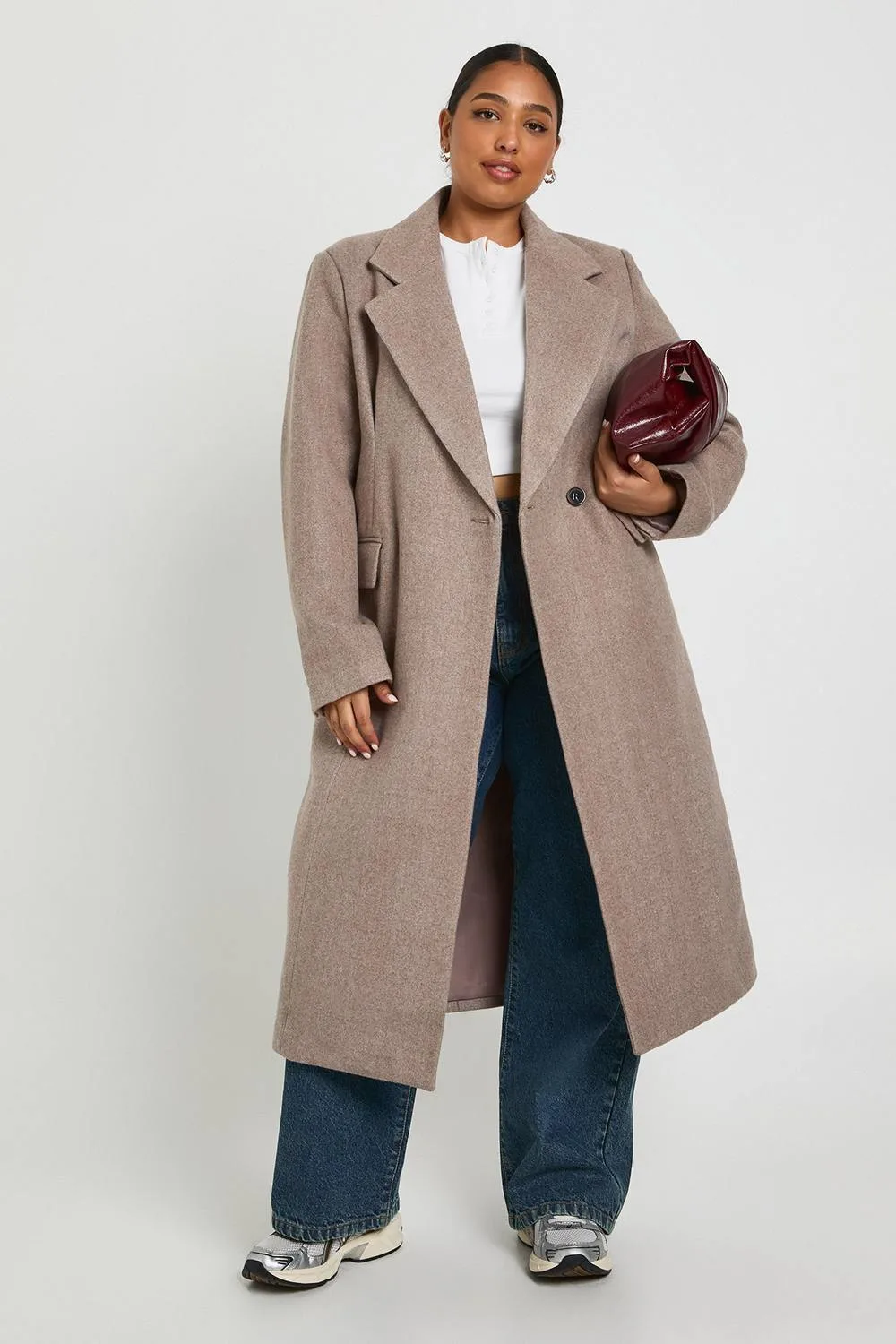 Wool Look Trench Coat by boohoo