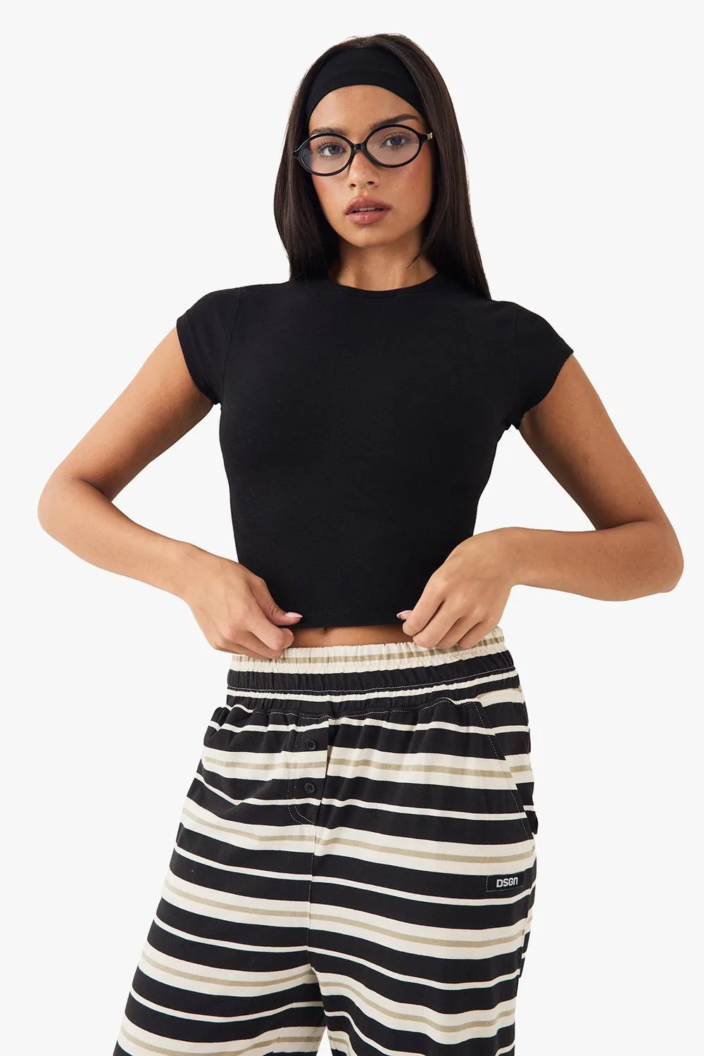 DSGN Studio Embroidered Short Sleeve Cotton Top by boohoo