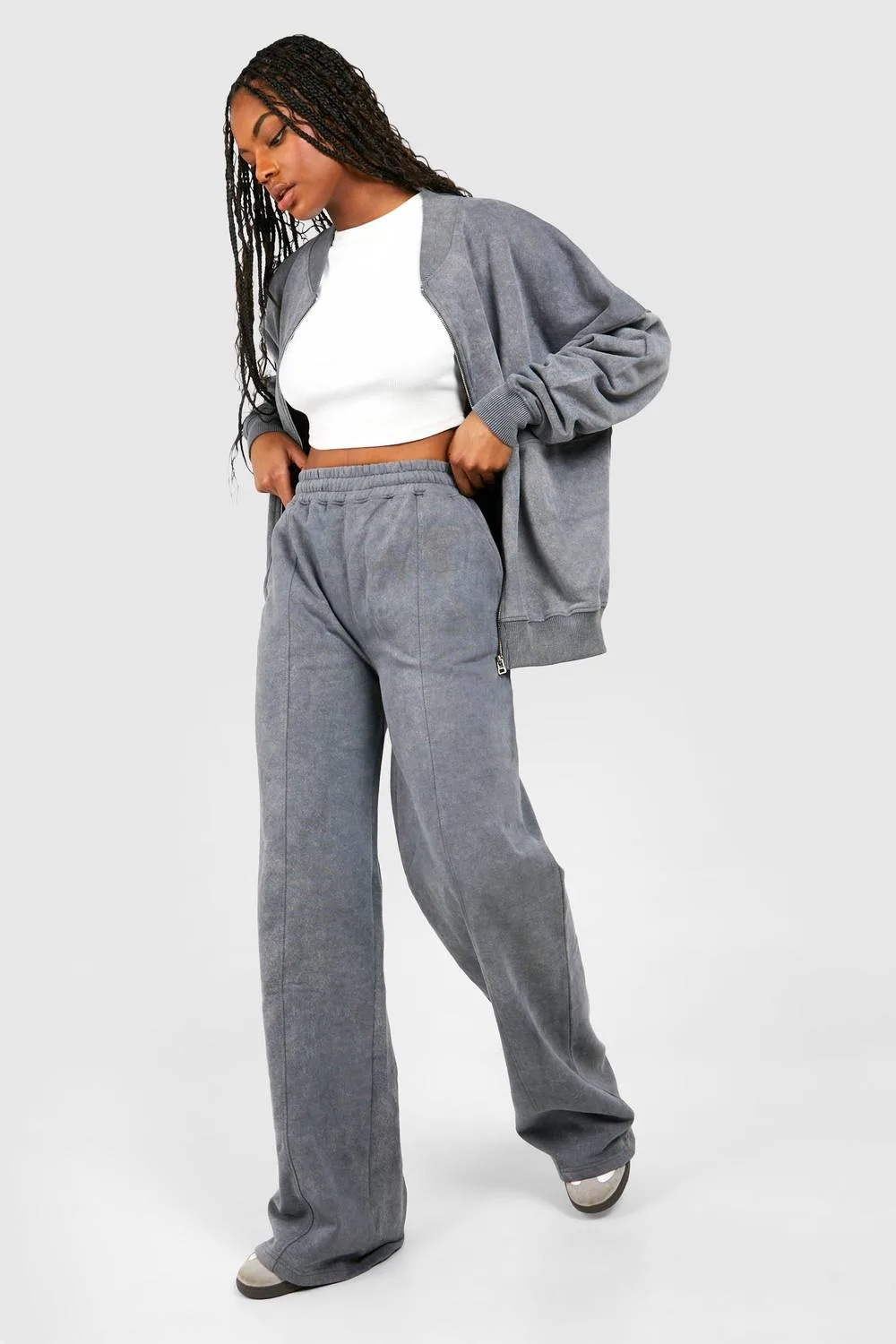 Zip Through Bomber Straight Leg Tracksuit - Cotton