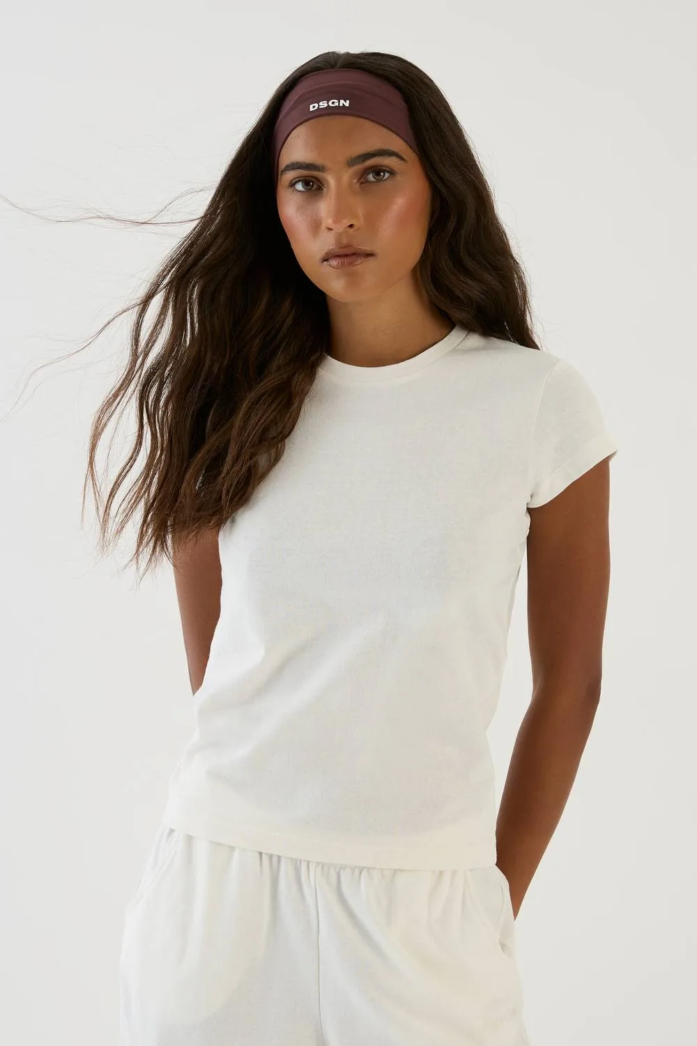 Textured Crew Neck Short Sleeve Top - Cotton/Polyurethane by DSGN Studio