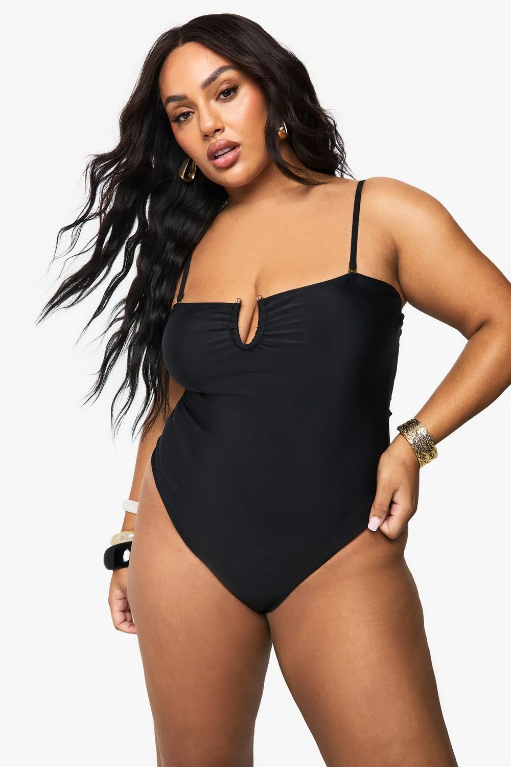 Tummy Control Cross Over Swimsuit - Knitted by boohoo