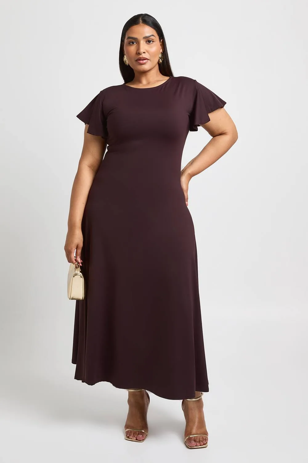 Super Soft Floaty Sleeve Midaxi Dress - Polyurethane by boohoo