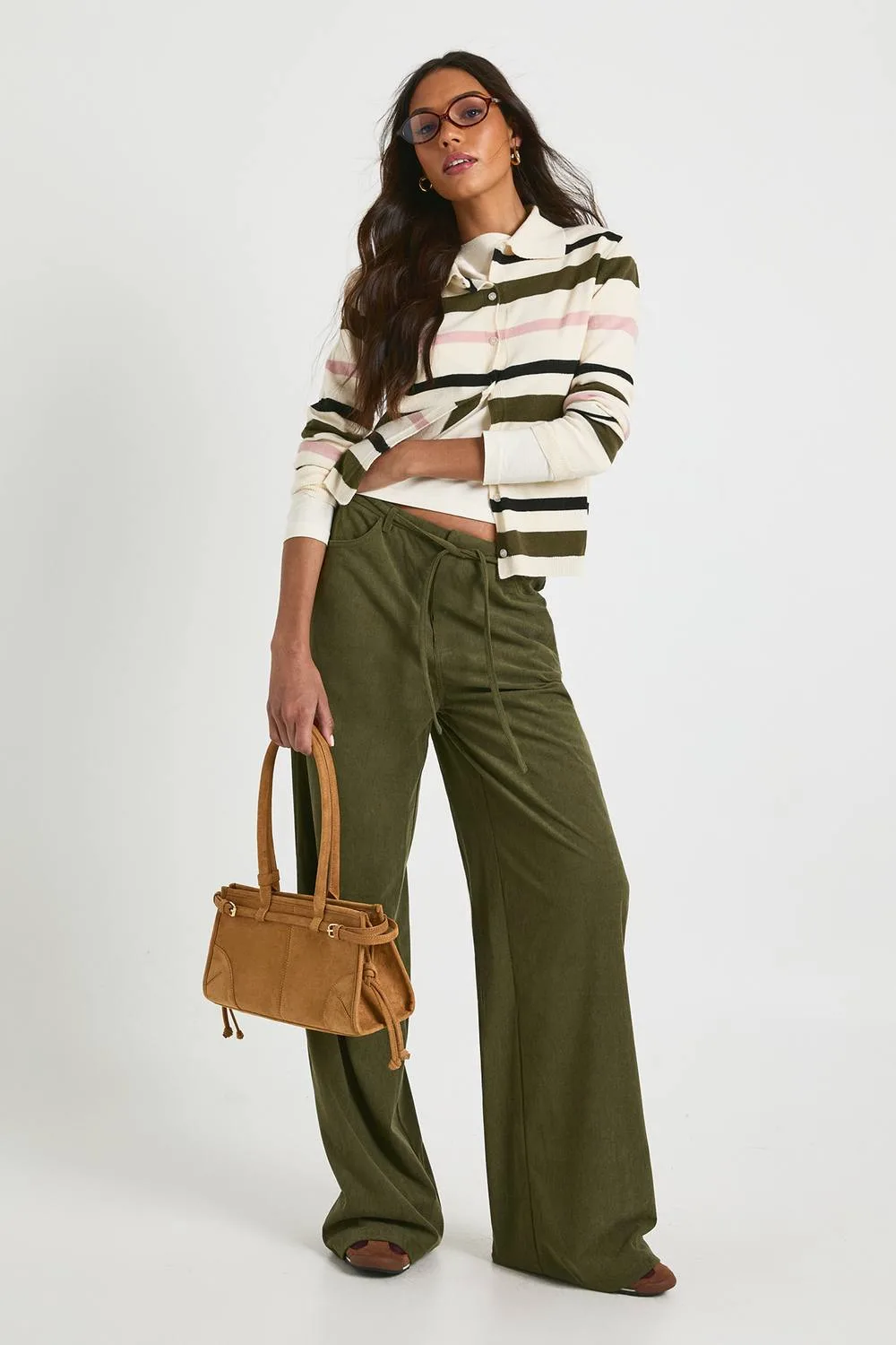 Cord Tie Waist Wide Leg Trouser - Woven