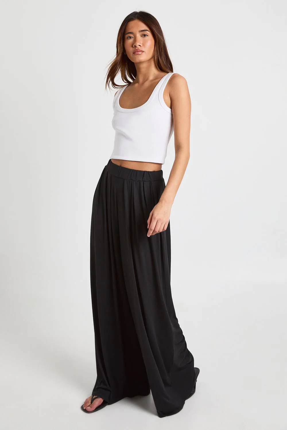Supersoft Extra Wide Leg Trouser - Denim by boohoo