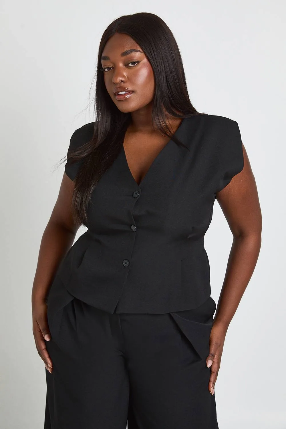 Sleeveless Cinched Waistcoat - Polyurethane by boohoo