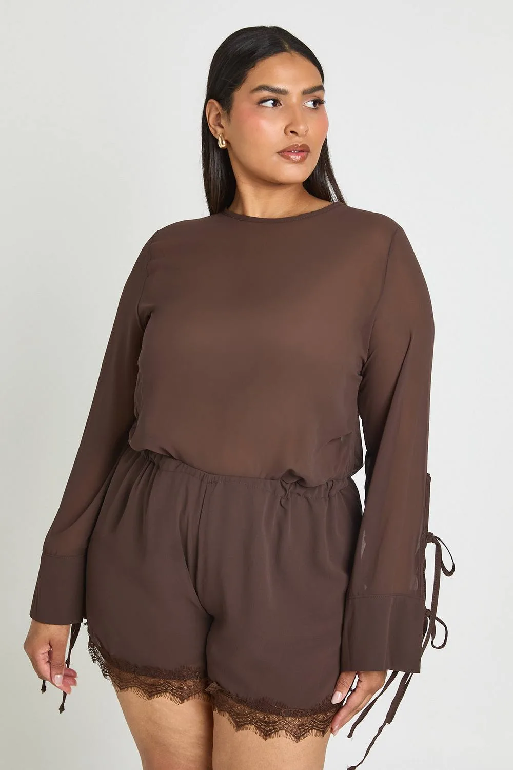 Lace Hem Blouson Flippy Playsuit