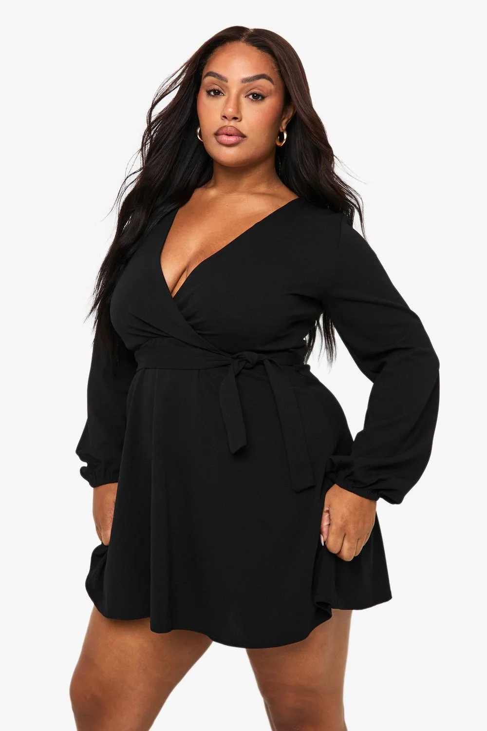 Wrap Tie Belt Skater Dress - Knitted by boohoo
