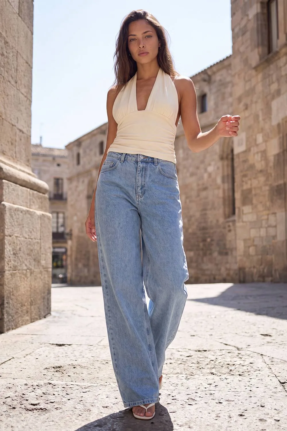 Super Soft Rib Halterneck Ruched Top - Polyurethane by boohoo
