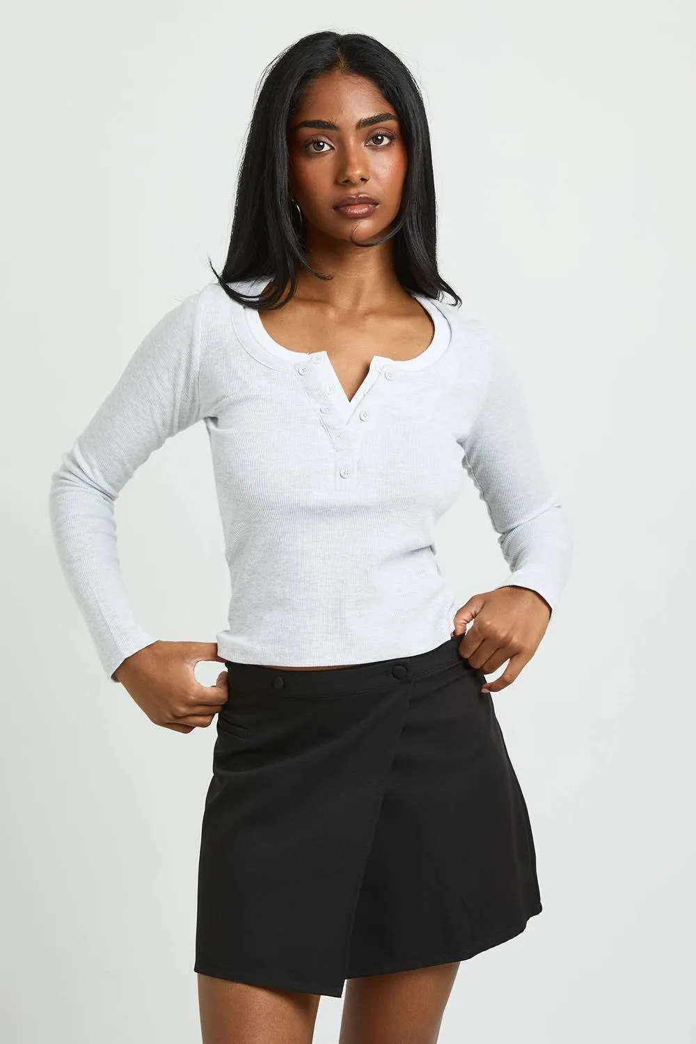 Wrap Over Tailored Mini Skirt - Woven by boohoo
