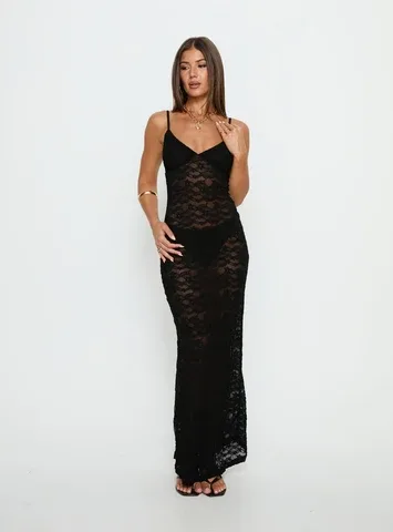 Blackpool Lace V Neck Maxi Dress by Princess Polly