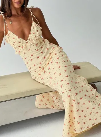 Morcar Frill V Neck Maxi Dress