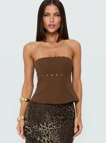 Starr Studded Strapless Top by Princess Polly