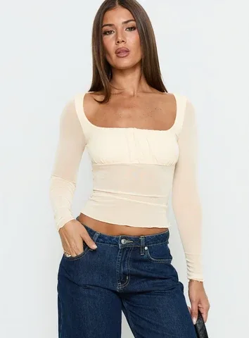 Victoire Long Sleeve Mesh Top
