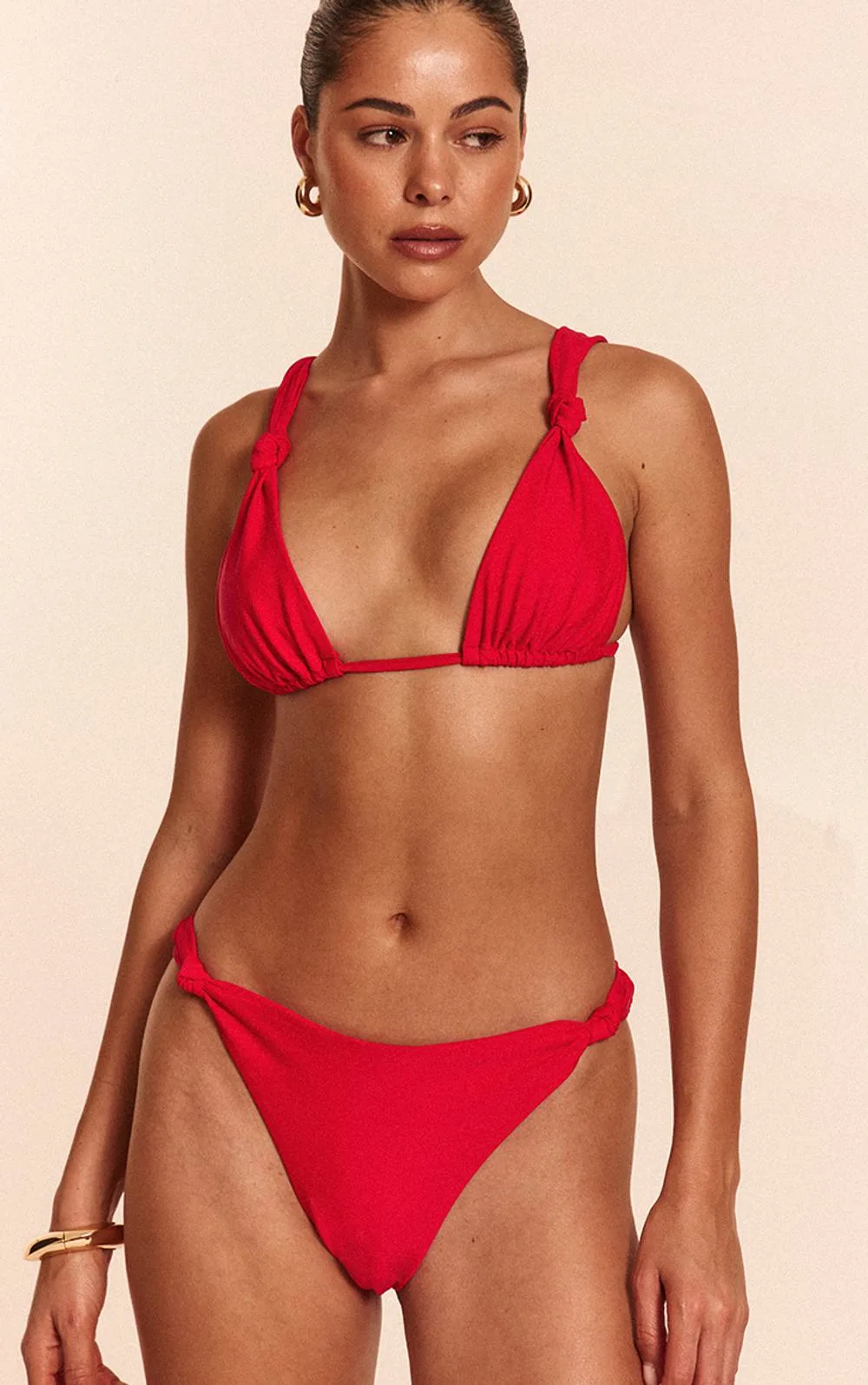 Ruched Knot Detail Tanga Bikini Bottoms