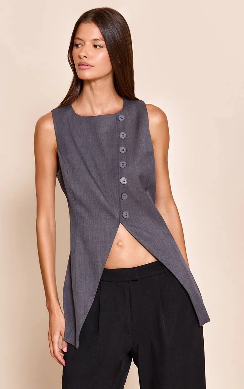 Woven Asymmetric Waistcoat by PrettyLittleThing