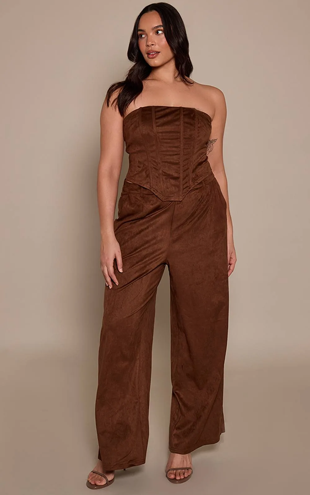 Faux Suede Tailored Trousers Co-Ord by PrettyLittleThing