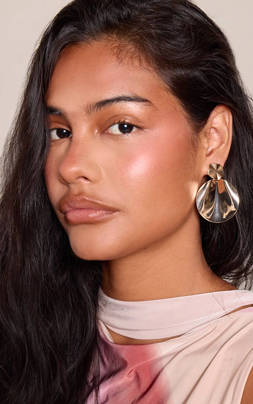 Hammered Circular Door Knocker Earrings
