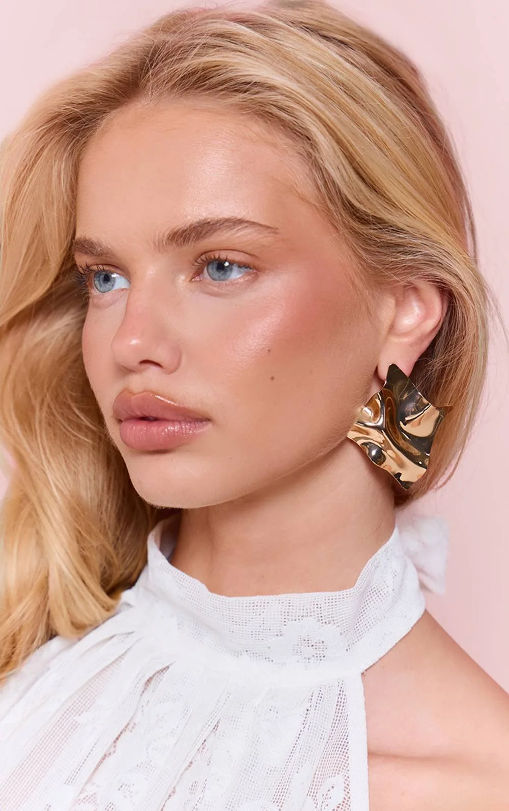 Foil Abstract Square Statement Earrings