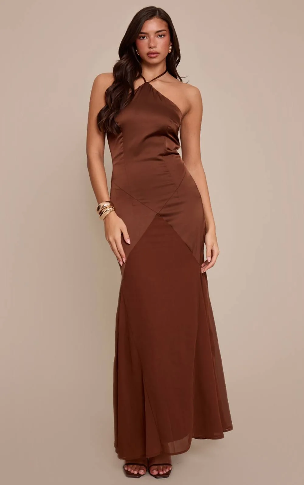 Halterneck Contrast Maxi Dress by PrettyLittleThing