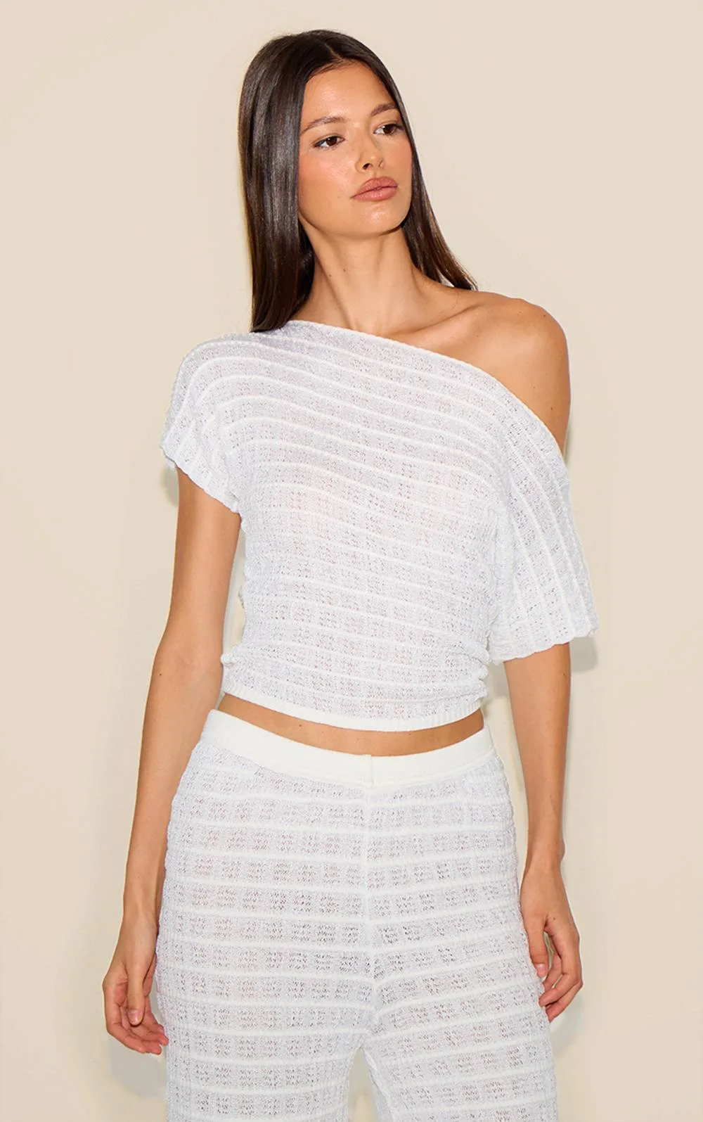 Textured Knit Off the Shoulder Top