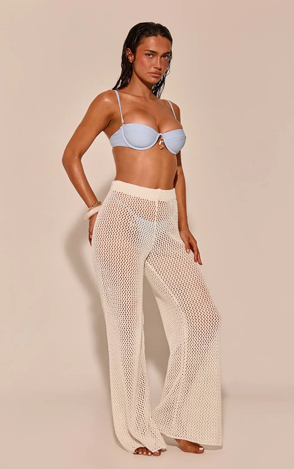 Crochet Knit Straight Leg Beach Trousers by PrettyLittleThing