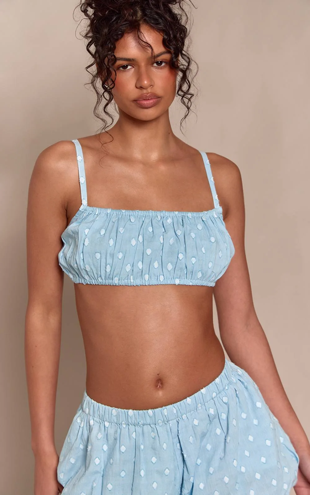 Cotton Polka Dot Bralette Co-Ord by PrettyLittleThing