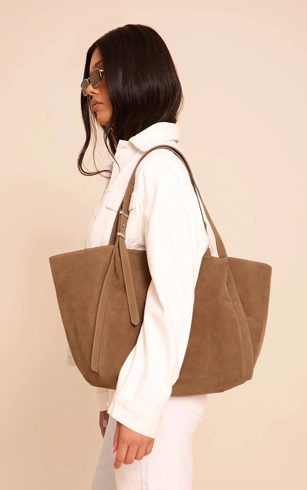 Faux Suede Adjustable Strap Tote Bag by PrettyLittleThing