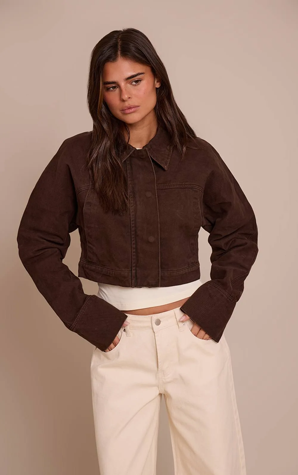 Concealed Placket Denim Jacket