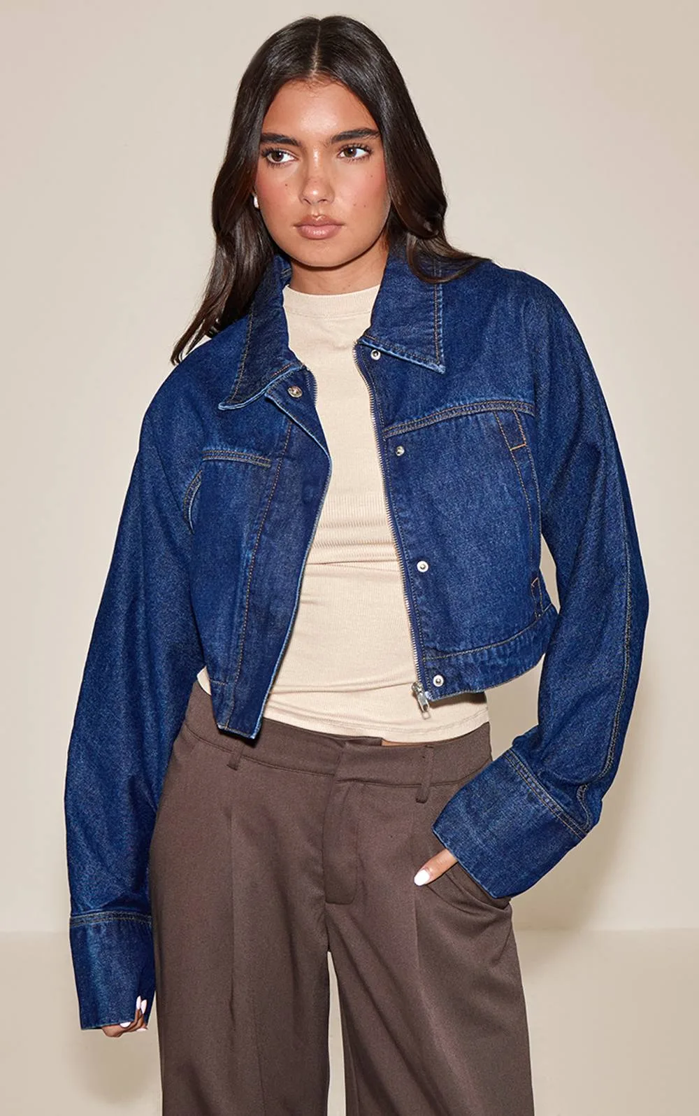 Concealed Placket Denim Jacket