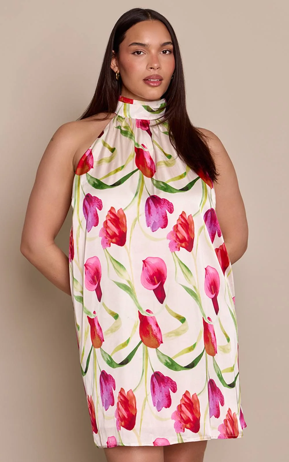 Floral Printed High Neck Shift Dress by PrettyLittleThing