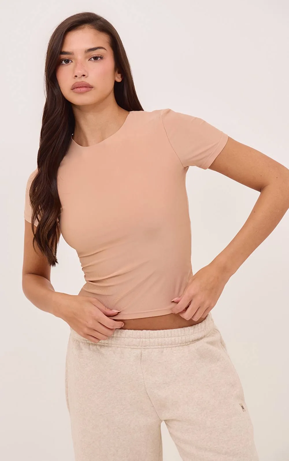 Basic Polyamide Longline T-Shirt by PrettyLittleThing
