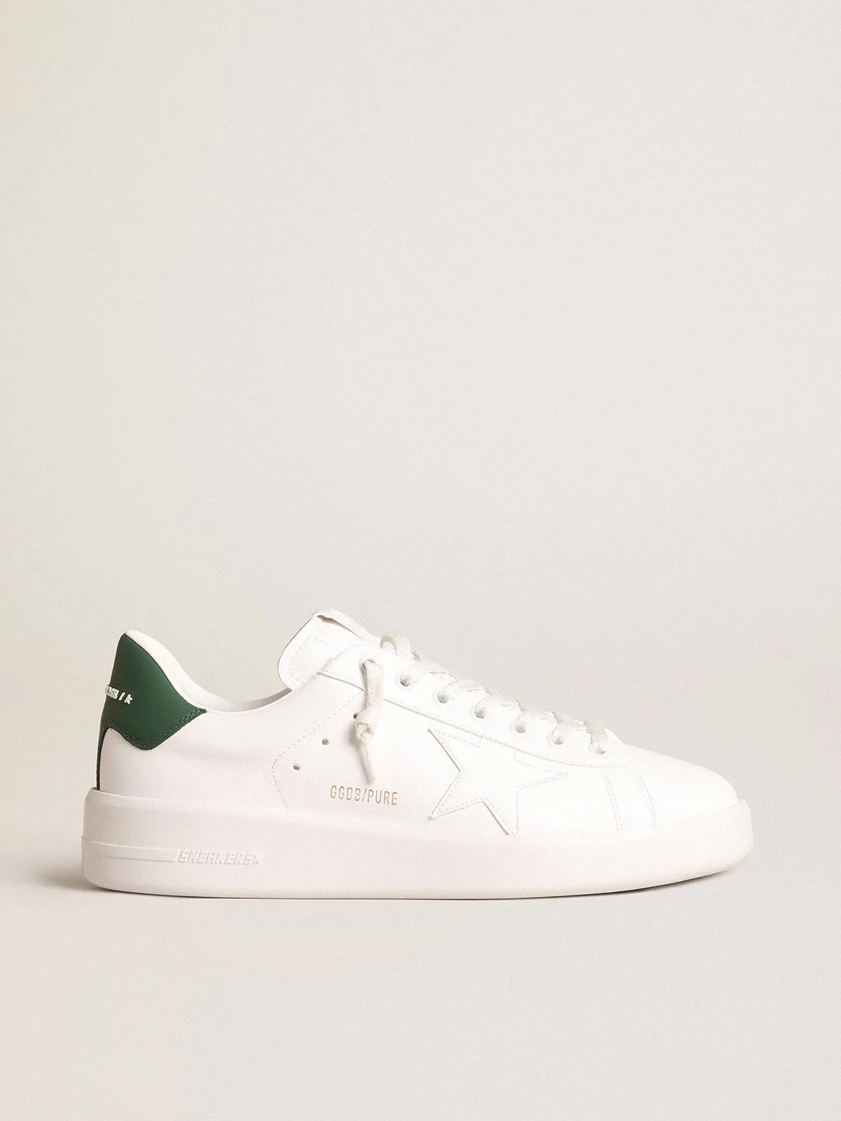 Purestar with White Bio-Based Star and Mat Green Leather Heel Tab by Golden Goose